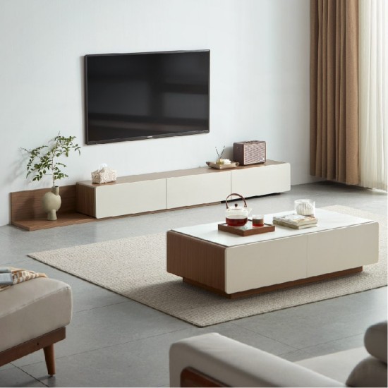 [BUNDLE] Living Room Bundle - Mila Leathaire Sofa + Hudson Extendable Set